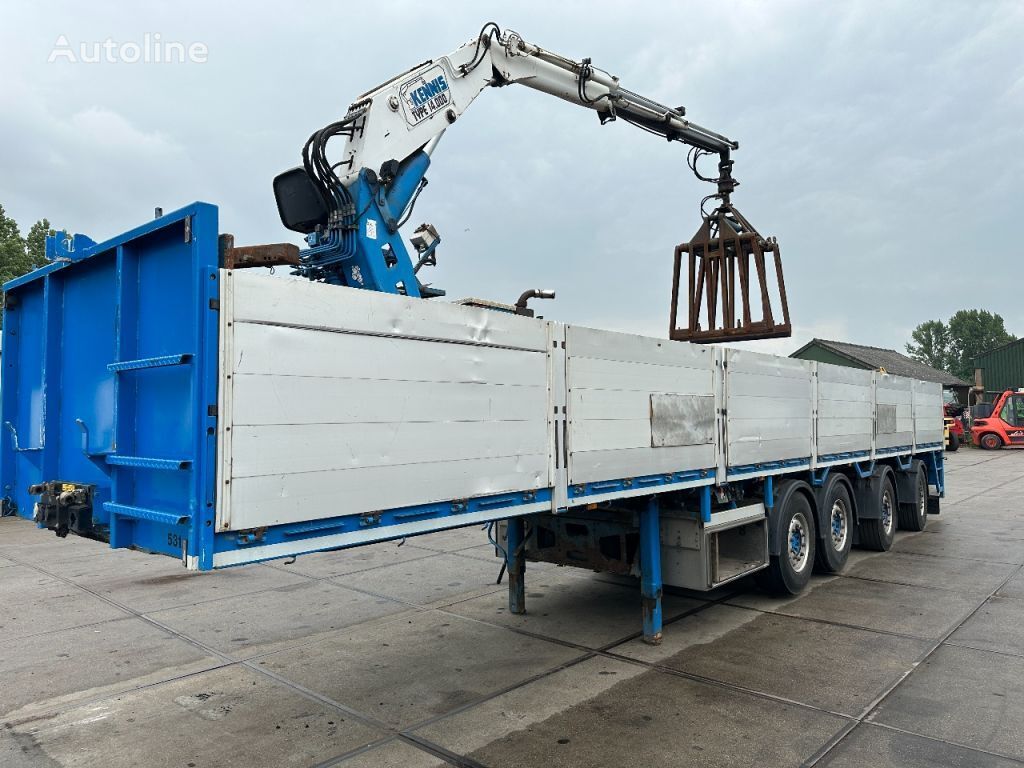 semi-trailer flatbed Pacton 4 ASSIGE MET KENNIS 14000 ROLLER KRAAN