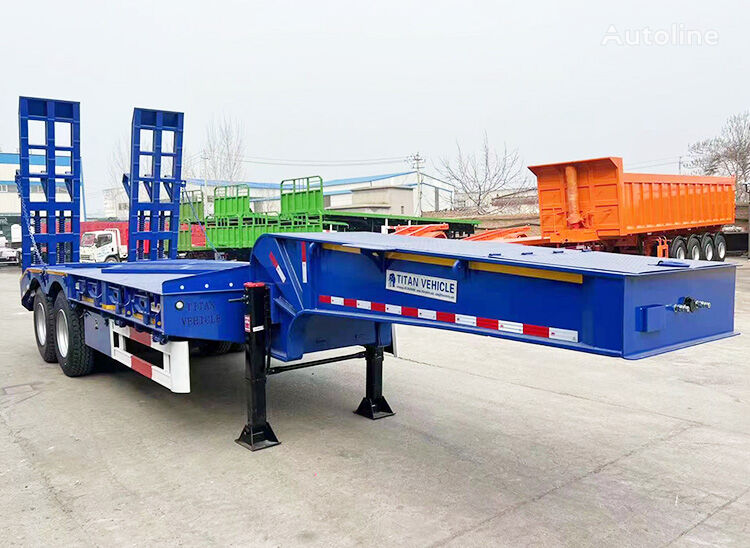 semi-trailer low bed Titan 2 Axle 60T Low Loader Semi Trailer for Sale Price -F baru