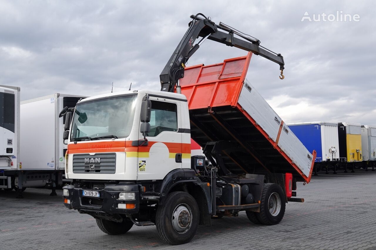 truk pembuangan MAN TGM 13.280 Tipper + crane HIAB 111 4x4